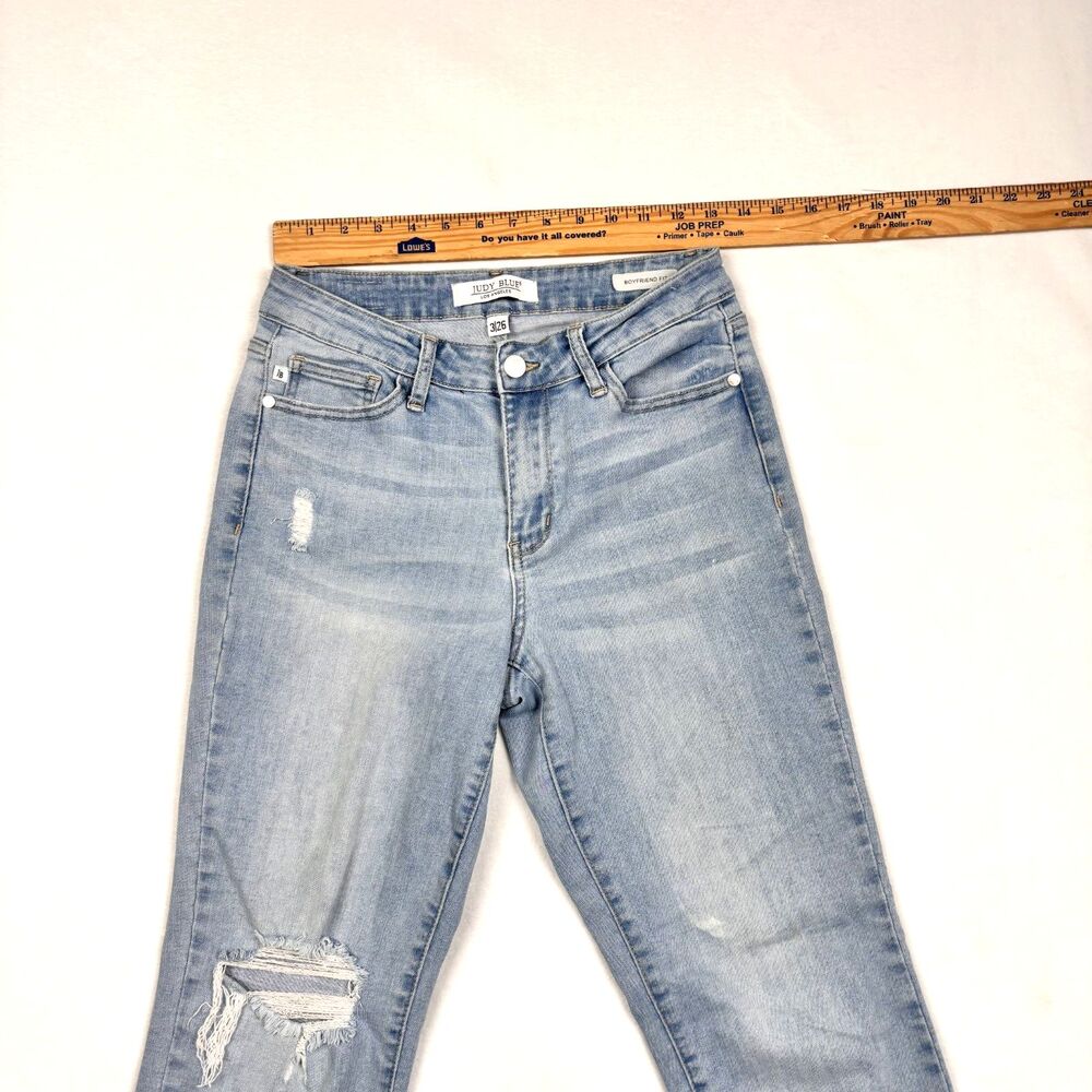 Judy Blue Jeans Women 3 / 26 Junior Boyfriend Fit Mid Rise Distressed Raw Hem - Picture 8 of 8
